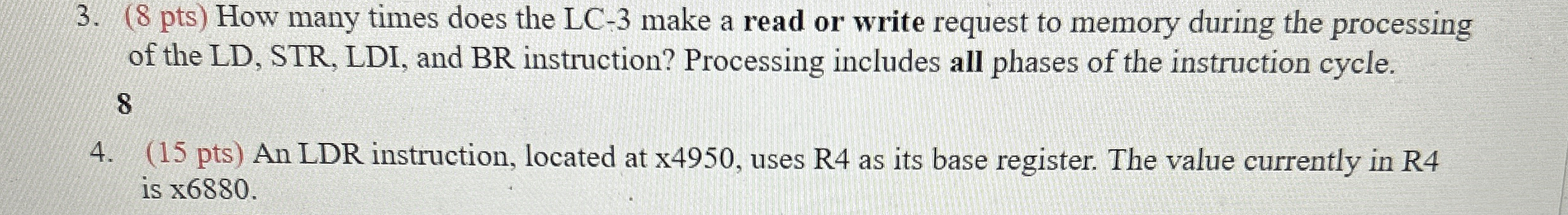 ( 8 pts ) How many times does the LC - 3 make a
