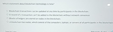 Which statement about blockchain technology is