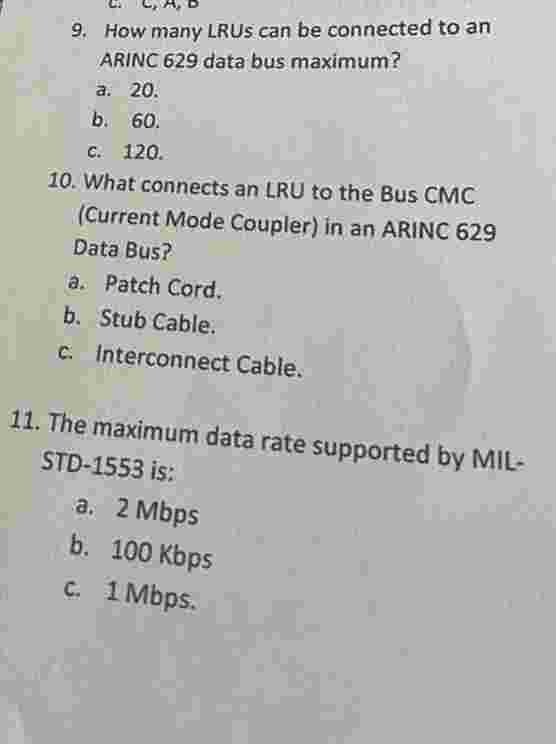 9 . How many LRUs can be connected to an ARINC 6