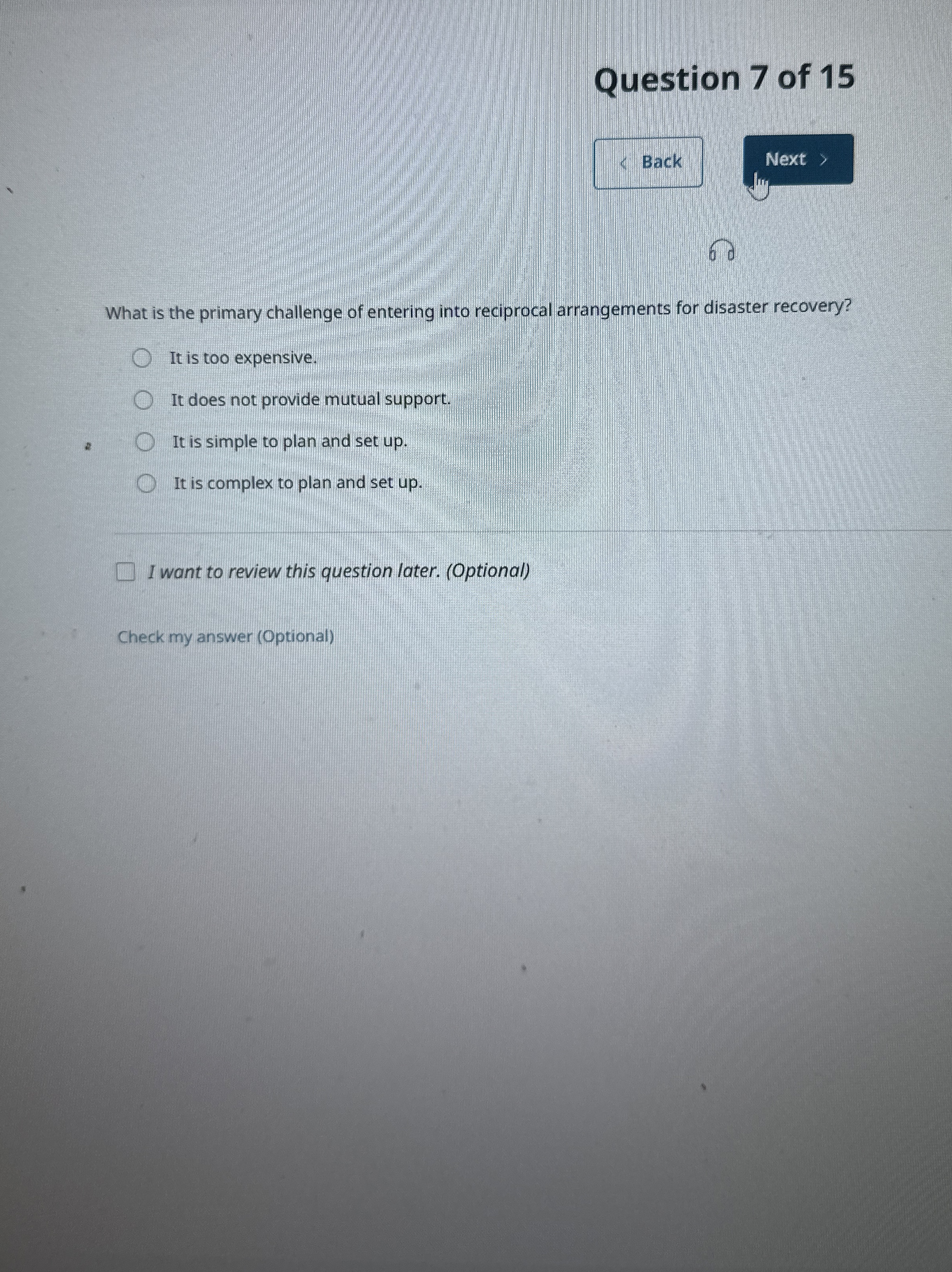 Question 7 of 1 5 Back Next  style=