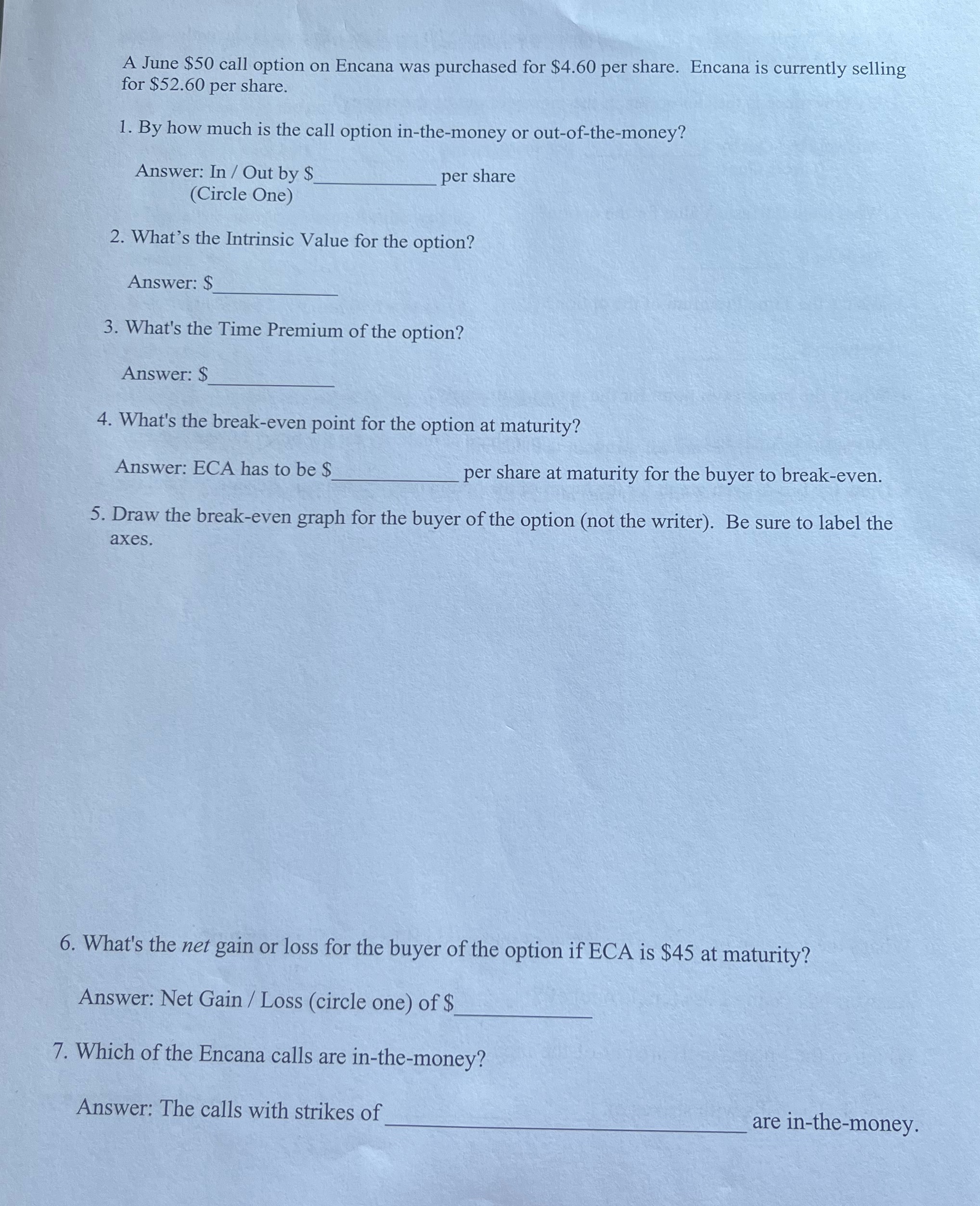 Any help on how to do these A June $50 call