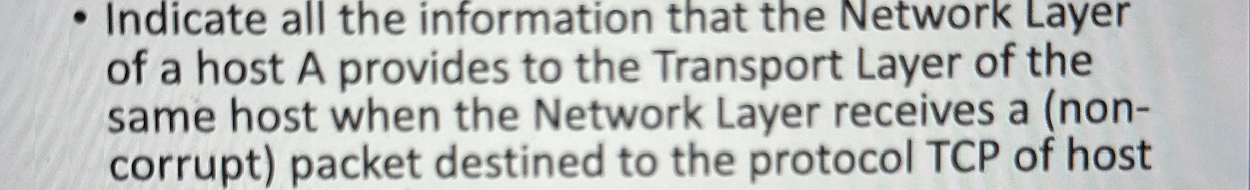 Indicate all the information that the Network