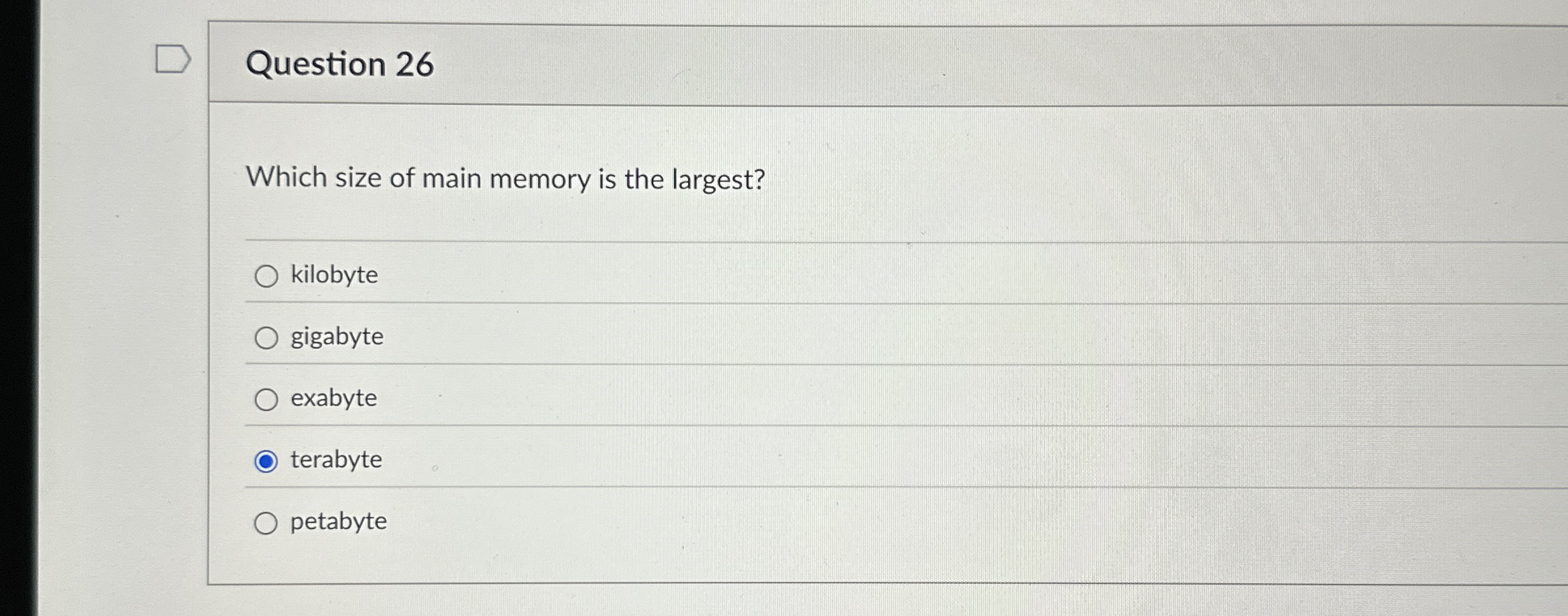 Question 2 6 Which size of main memory is the
