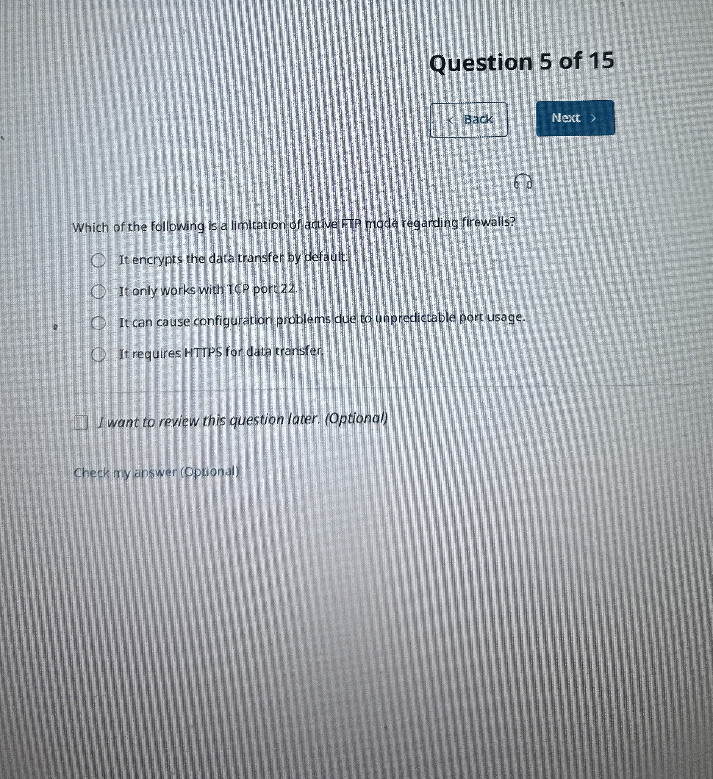 Question 5 of 1 5 Back Which of the following is