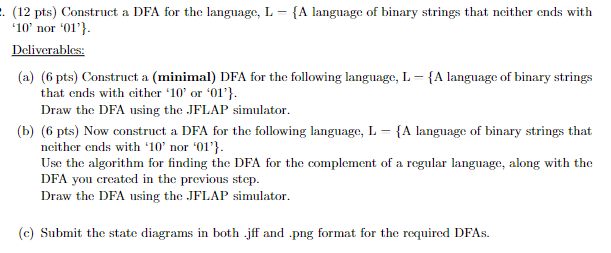 ( 1 2 pts ) Construct a DFA for the language, L -
