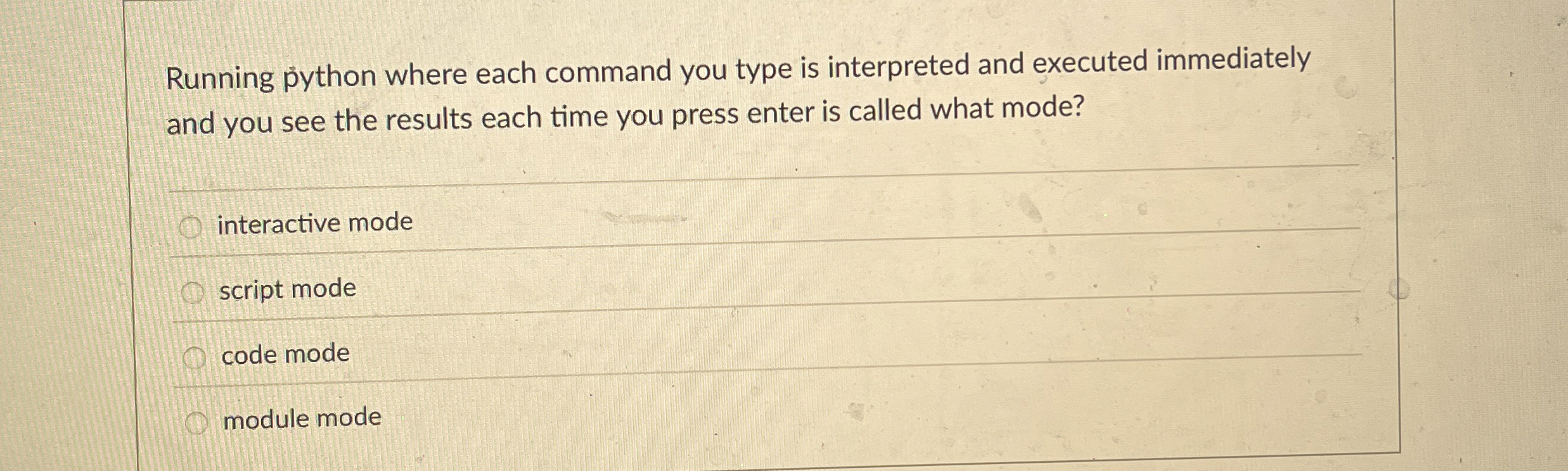 Running python where each command you type is
