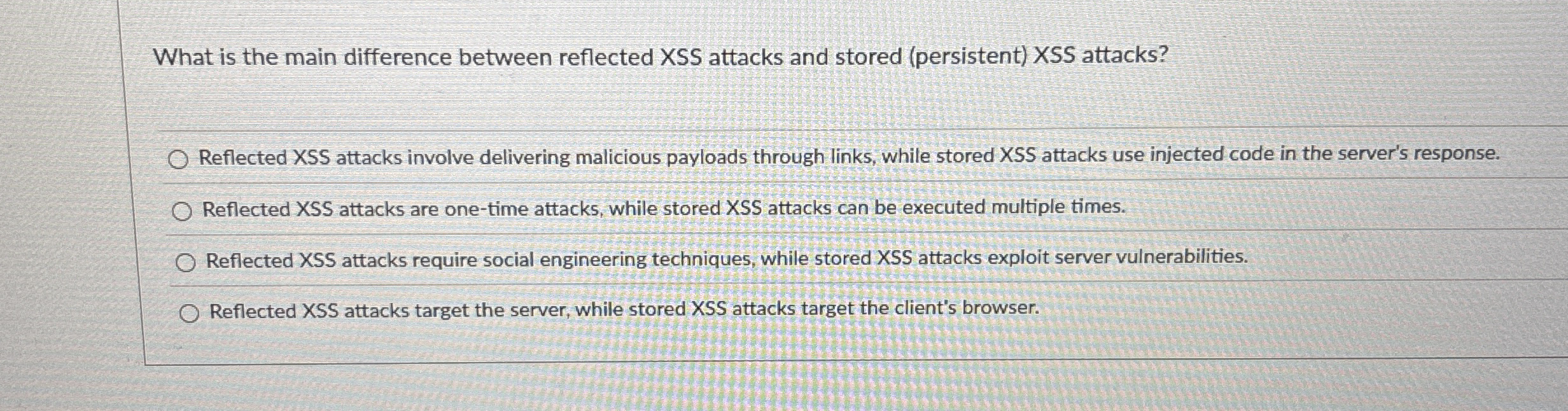 What is the main difference between reflected XSS