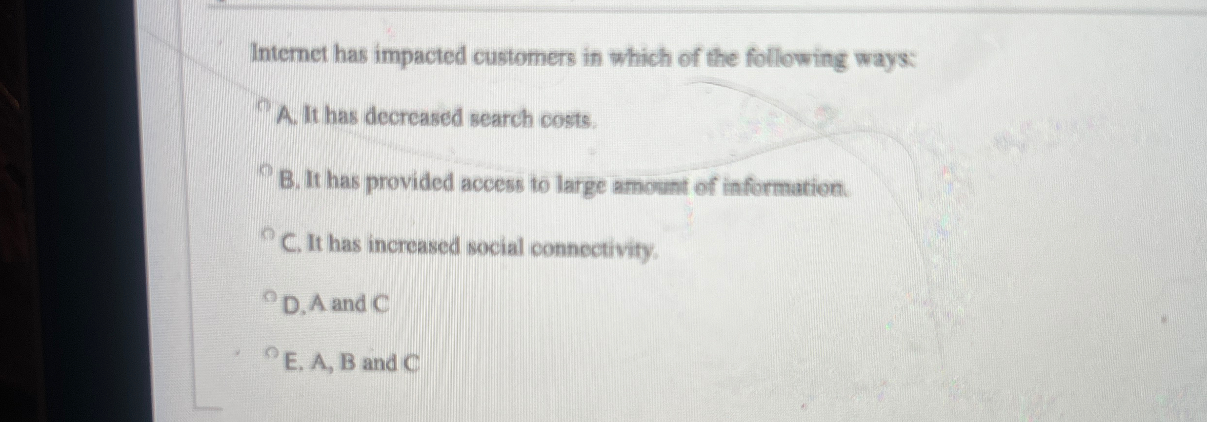 Internet has impacted customers in which of the