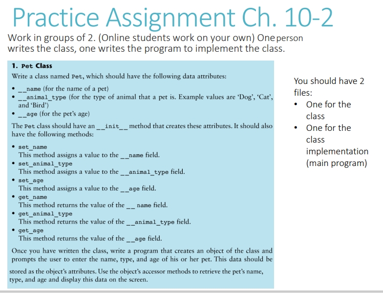 writes the class, one writes the program to