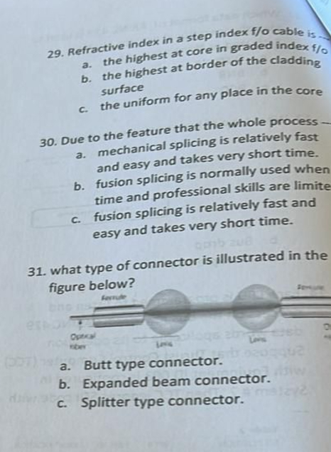2 9 . Refractive index in a step index \ ( f / o