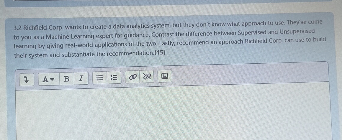 3 . 2 Richfield Corp. wants to create a data