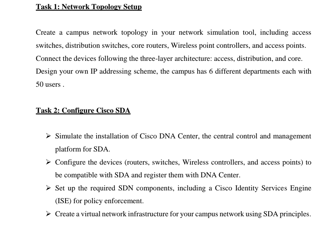 Task 1 : Network Topology Setup Create a campus