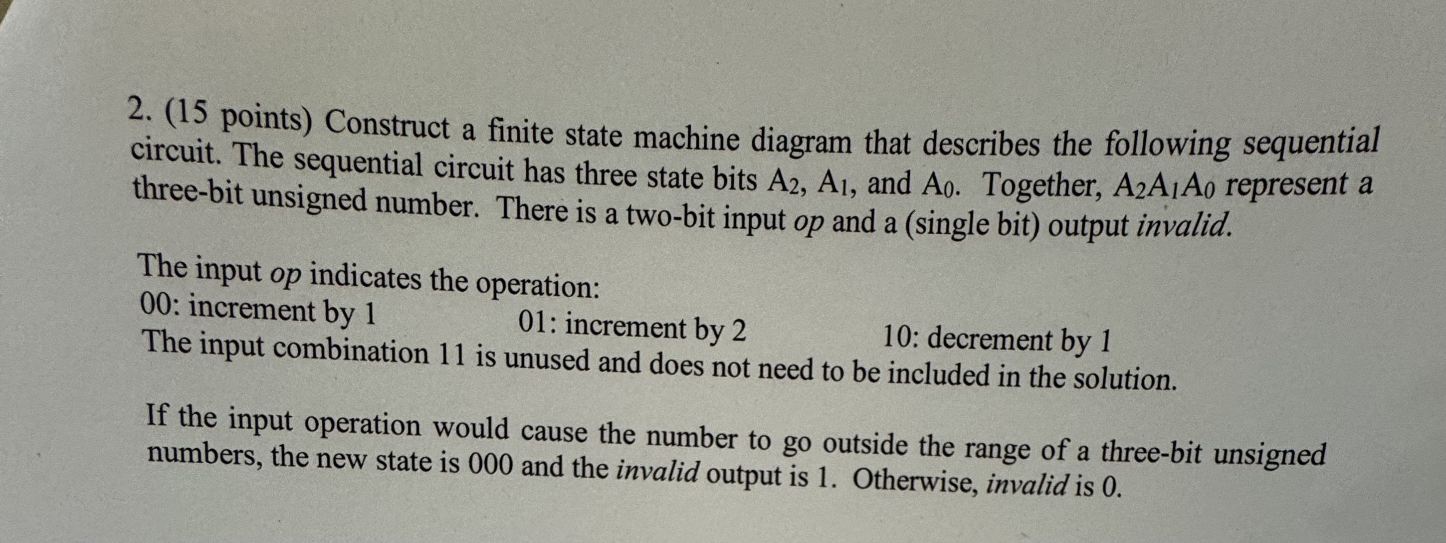 2 . ( 1 5 points ) Construct a finite state