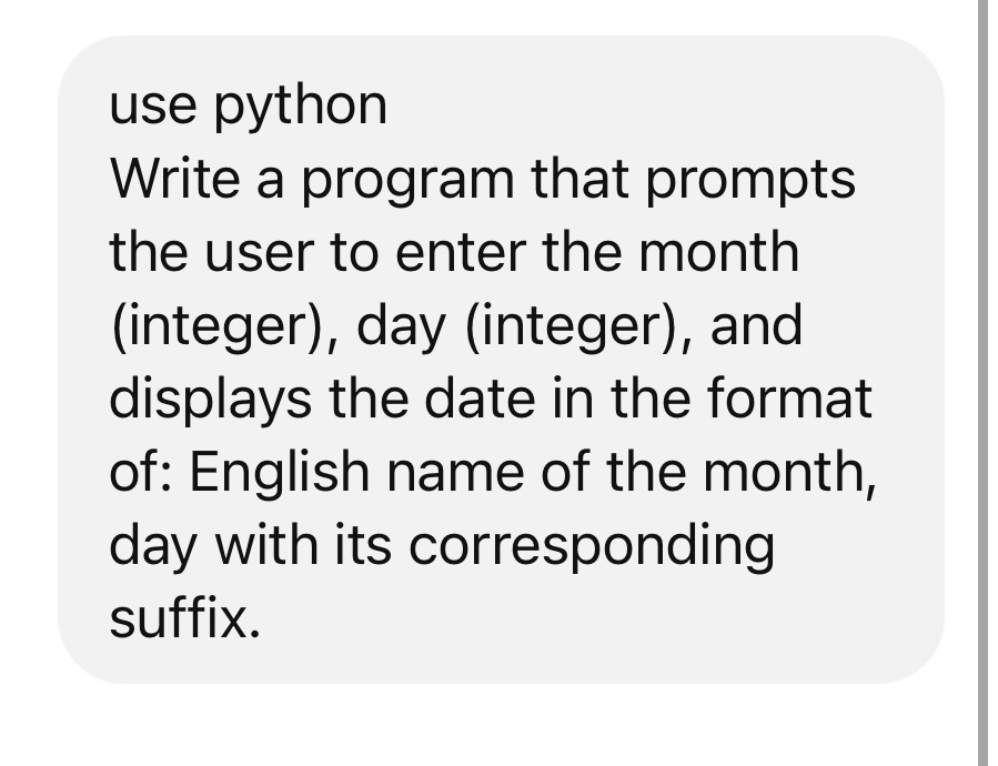 use python Write a program that prompts the user