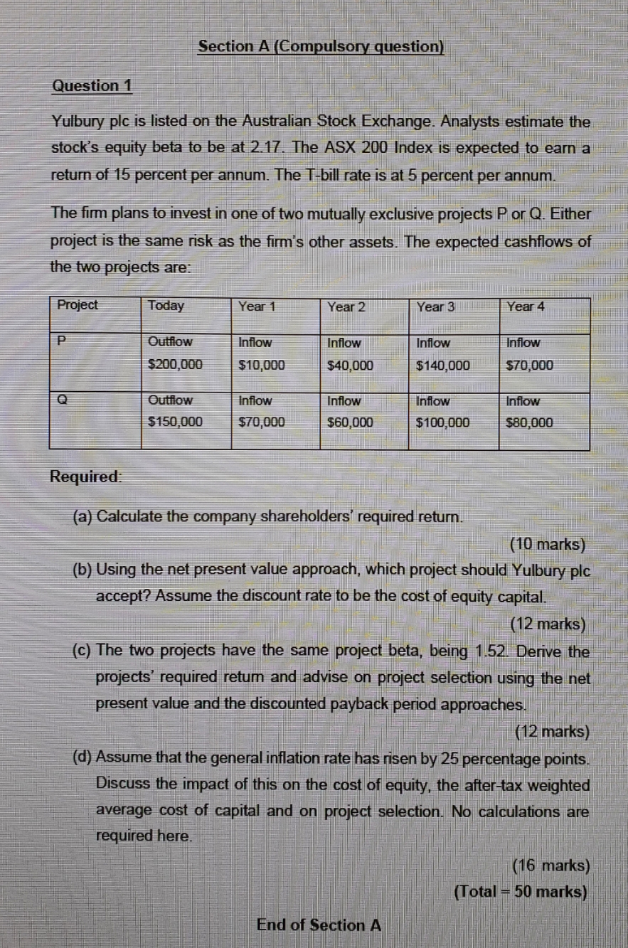 can any tutor assist me please Section A