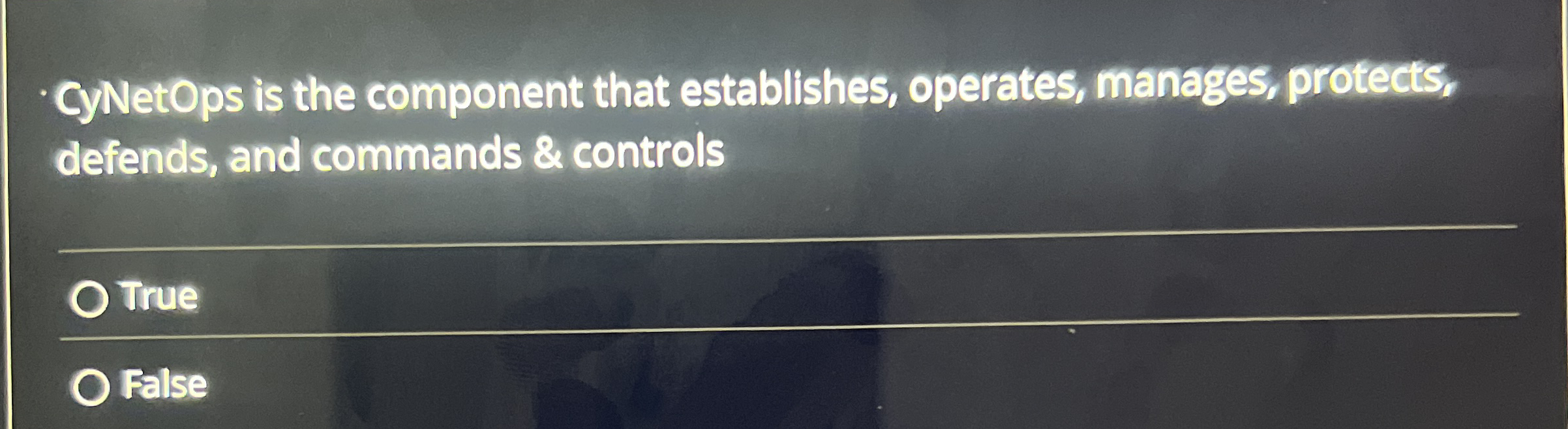 CyNetOps is the component that establishes,