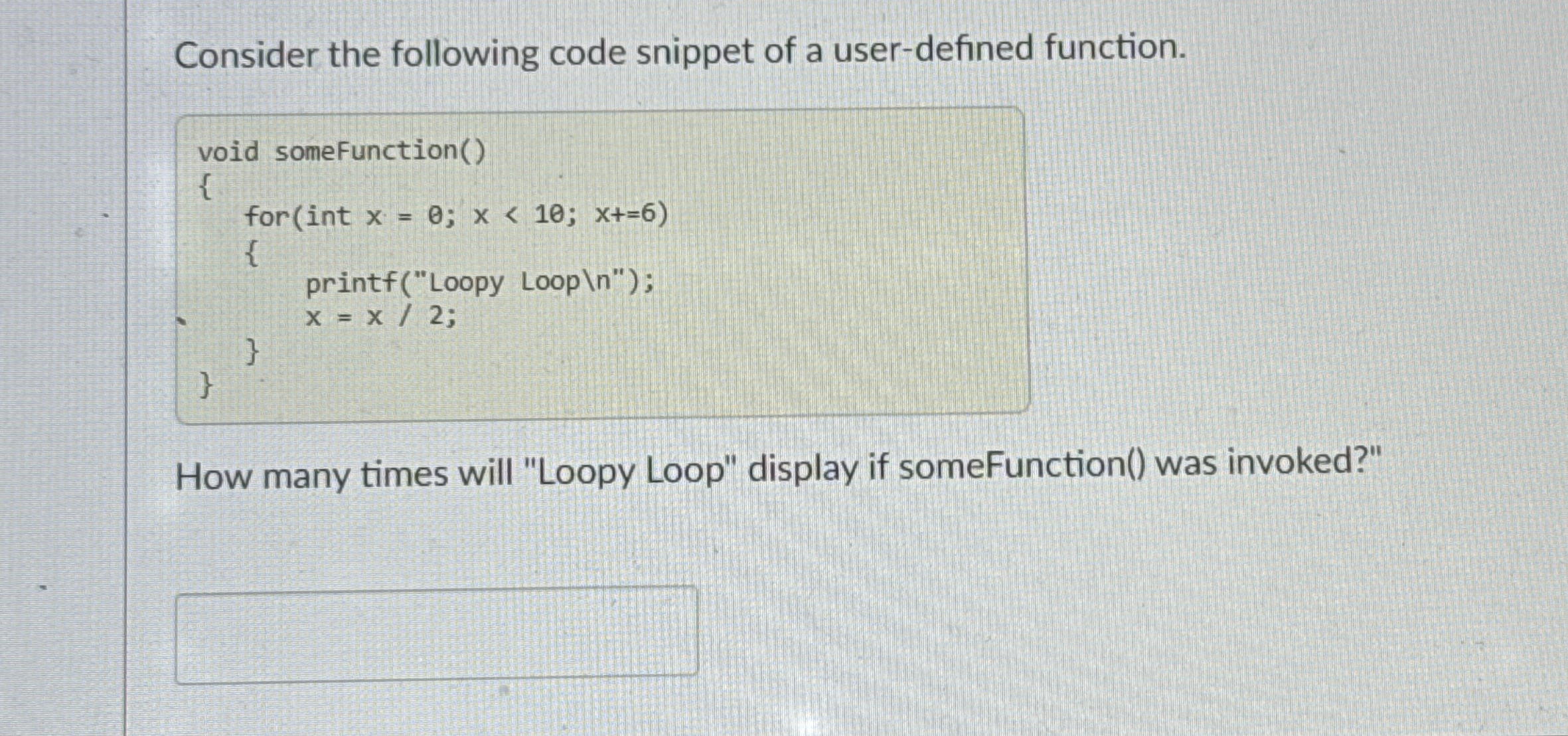 Consider the following code snippet of a user -