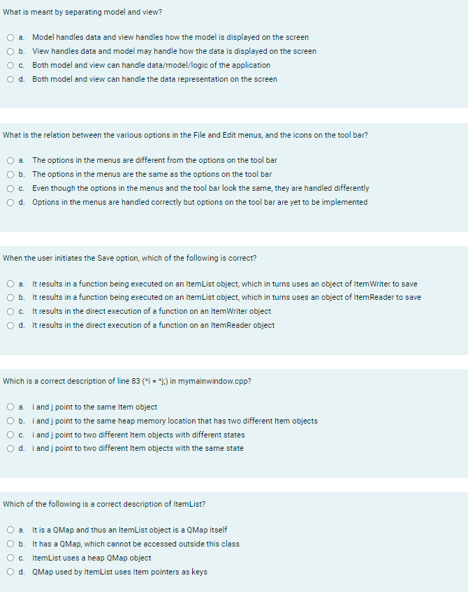 What is meant by separating model and view? a .