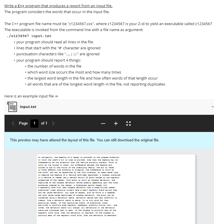 Write a C + + program that produces a report from