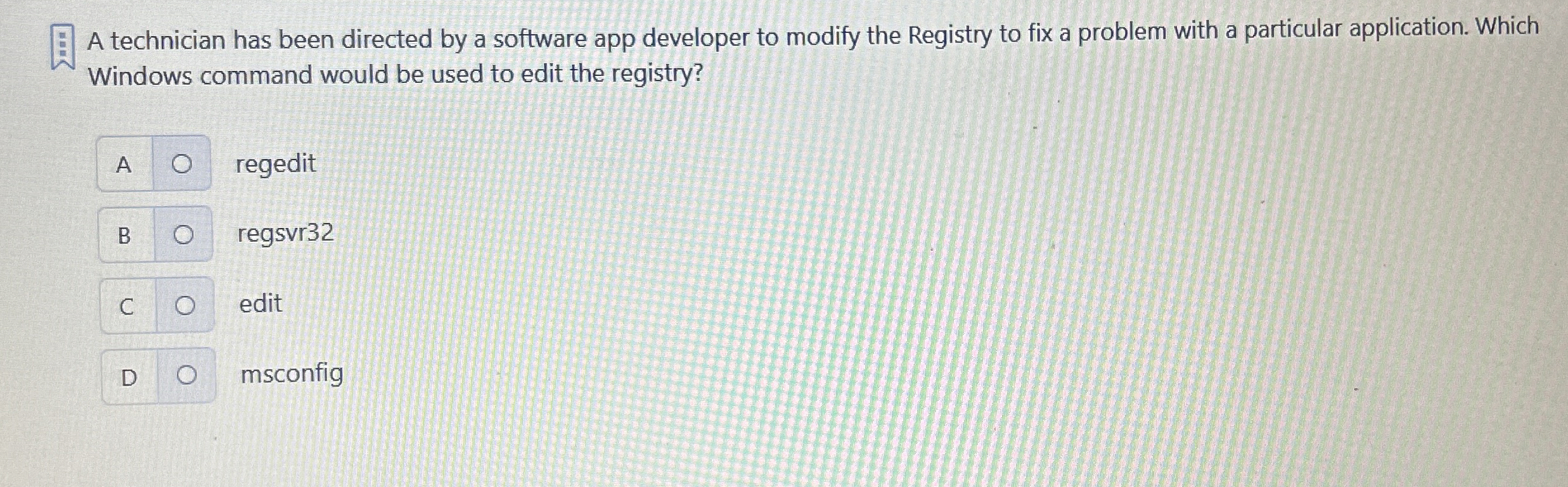 A technician has been directed by a software app