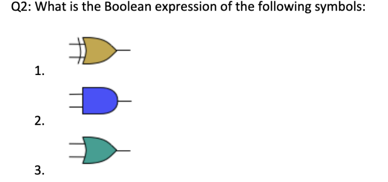 Q 2 : What is the Boolean expression of the