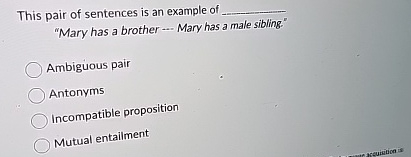 This pair of sentences is an example of q , "Mary
