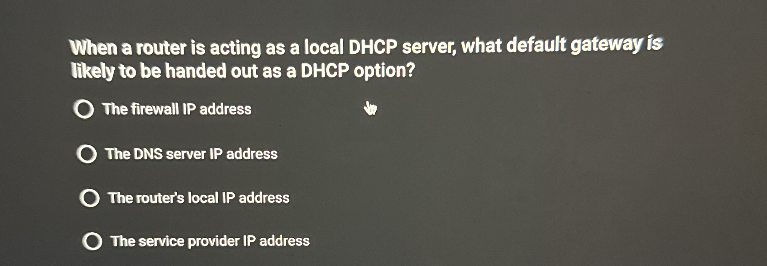 When a router is acting as a local DHCP server,