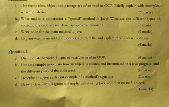 a . The terms class, object and package are often