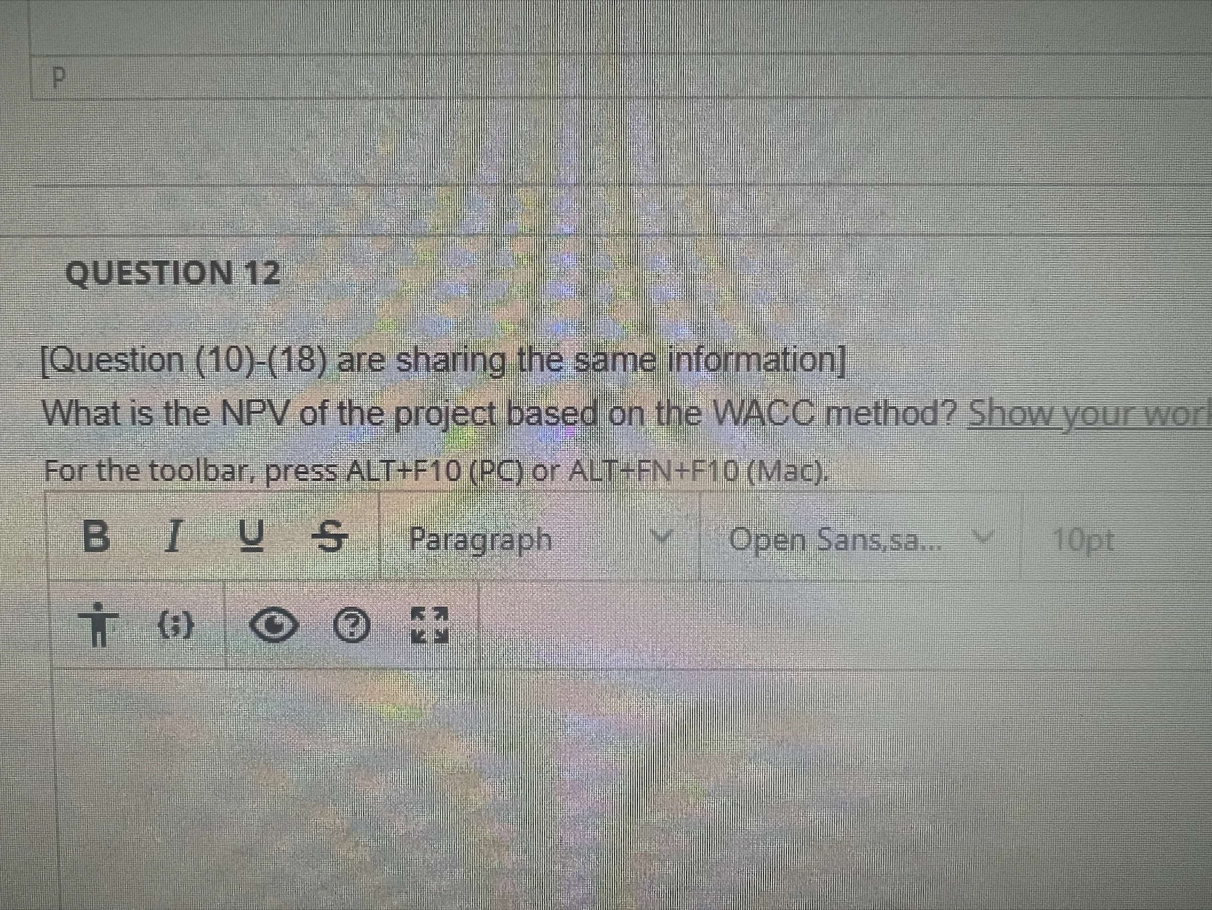 (Question (10)-(18) are sharing the same