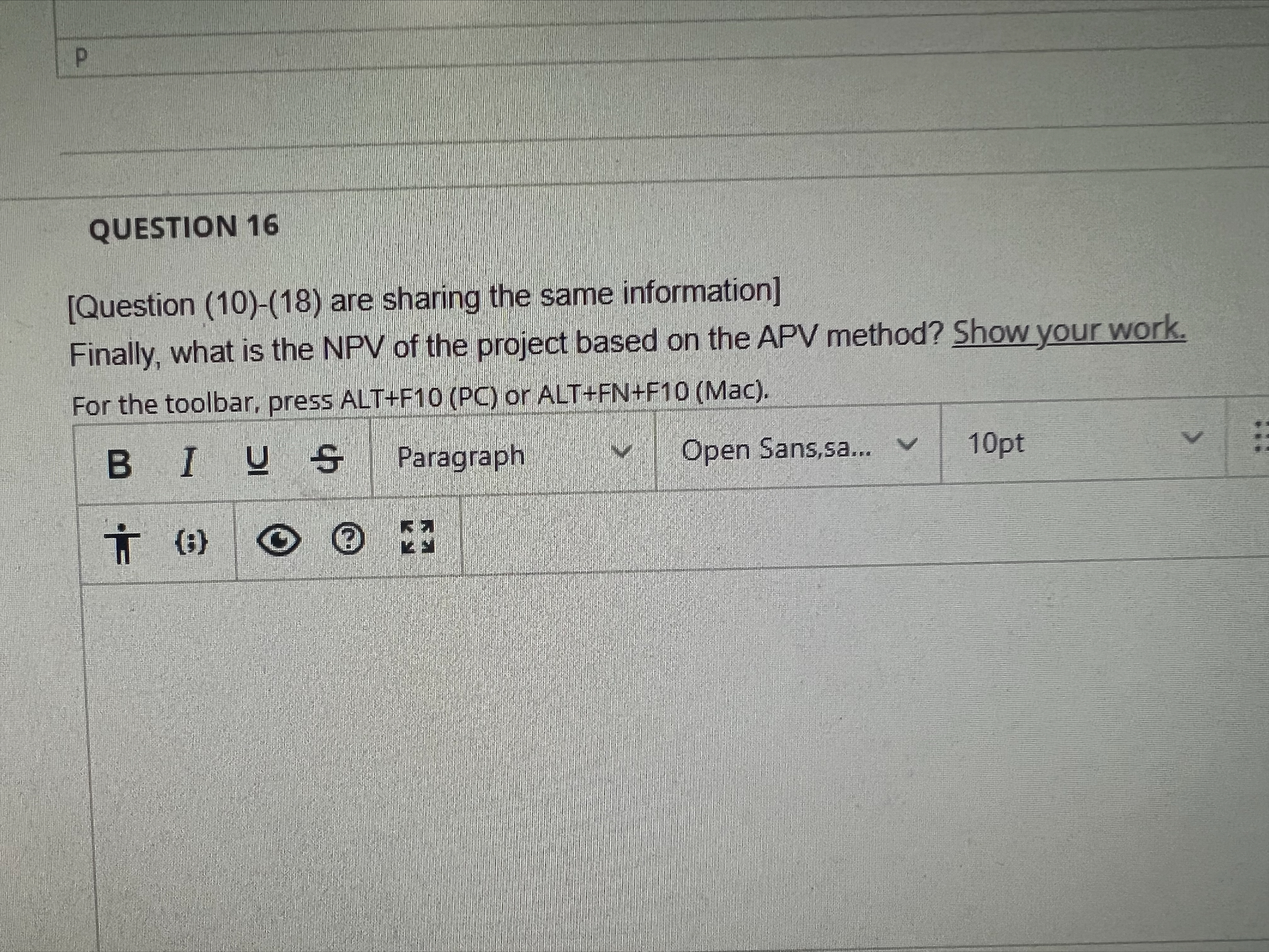 (Question (10)-(18) are sharing the same