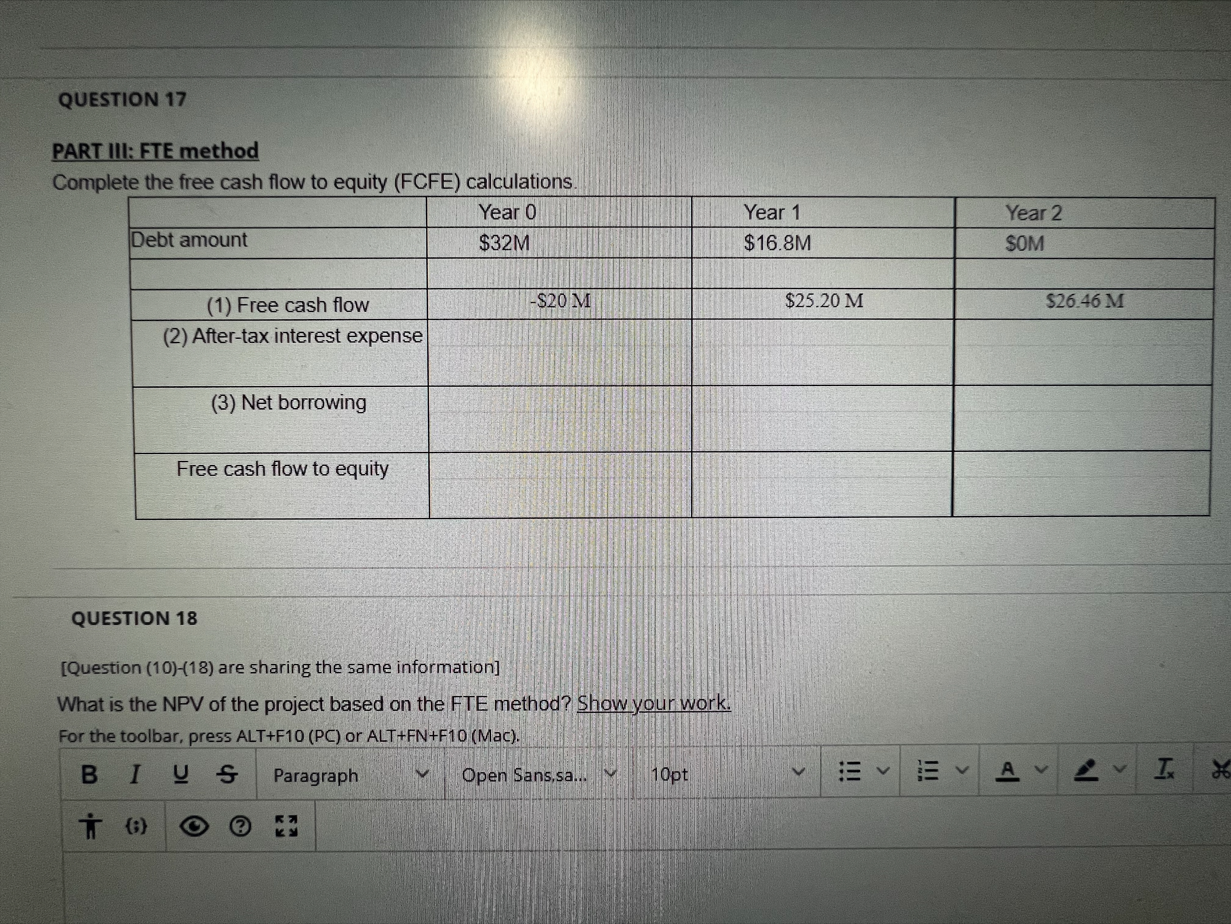 (Question (10)-(18) are sharing the same