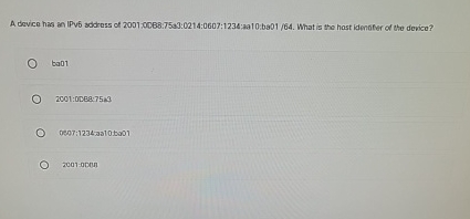 A device has an IPv 5 address of 2 0 0 1 : 0 0 8