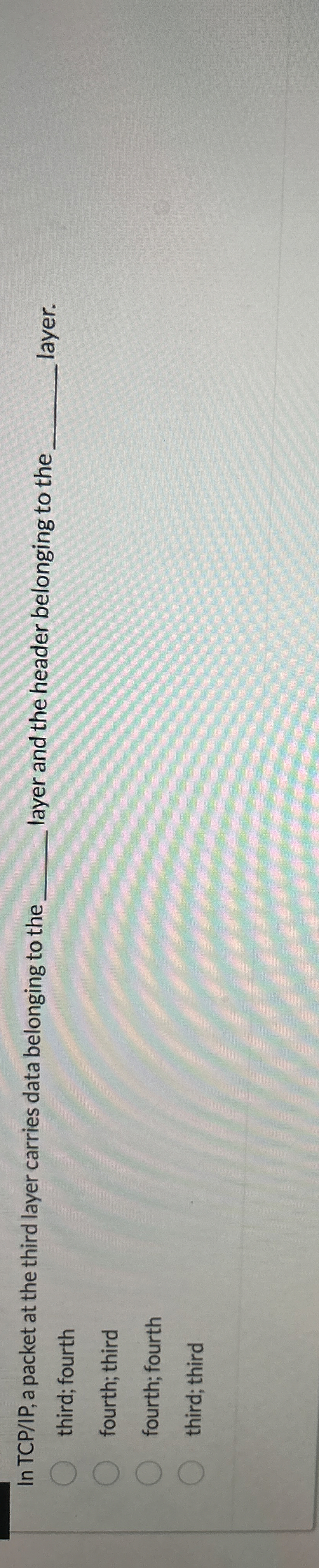 In TCP / IP , a packet at the third layer carries