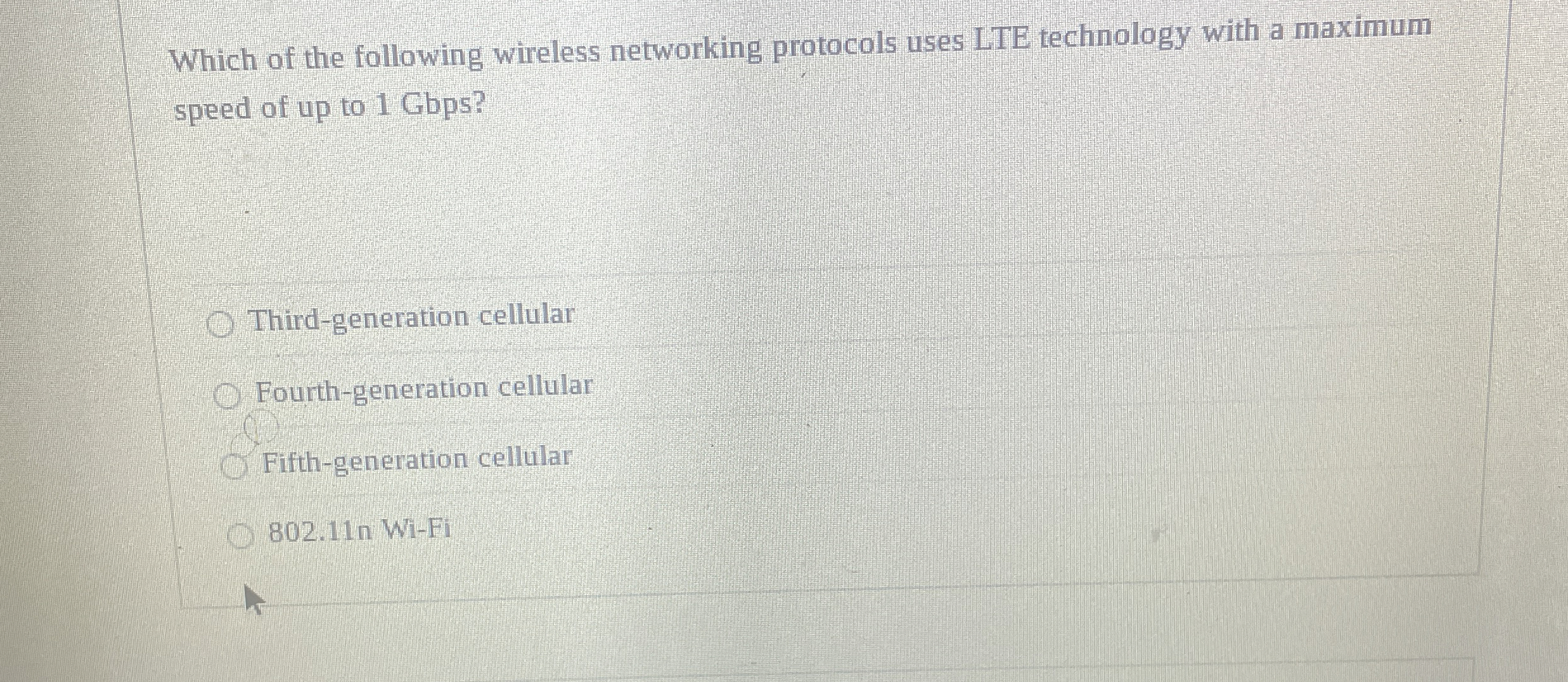 Which of the following wireless networking