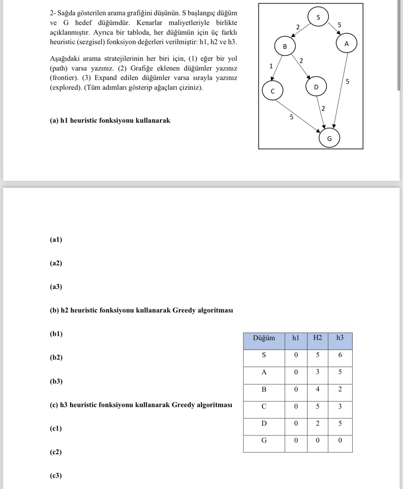 2 - Sa da g sterilen arama grafi ini d n n . S ba