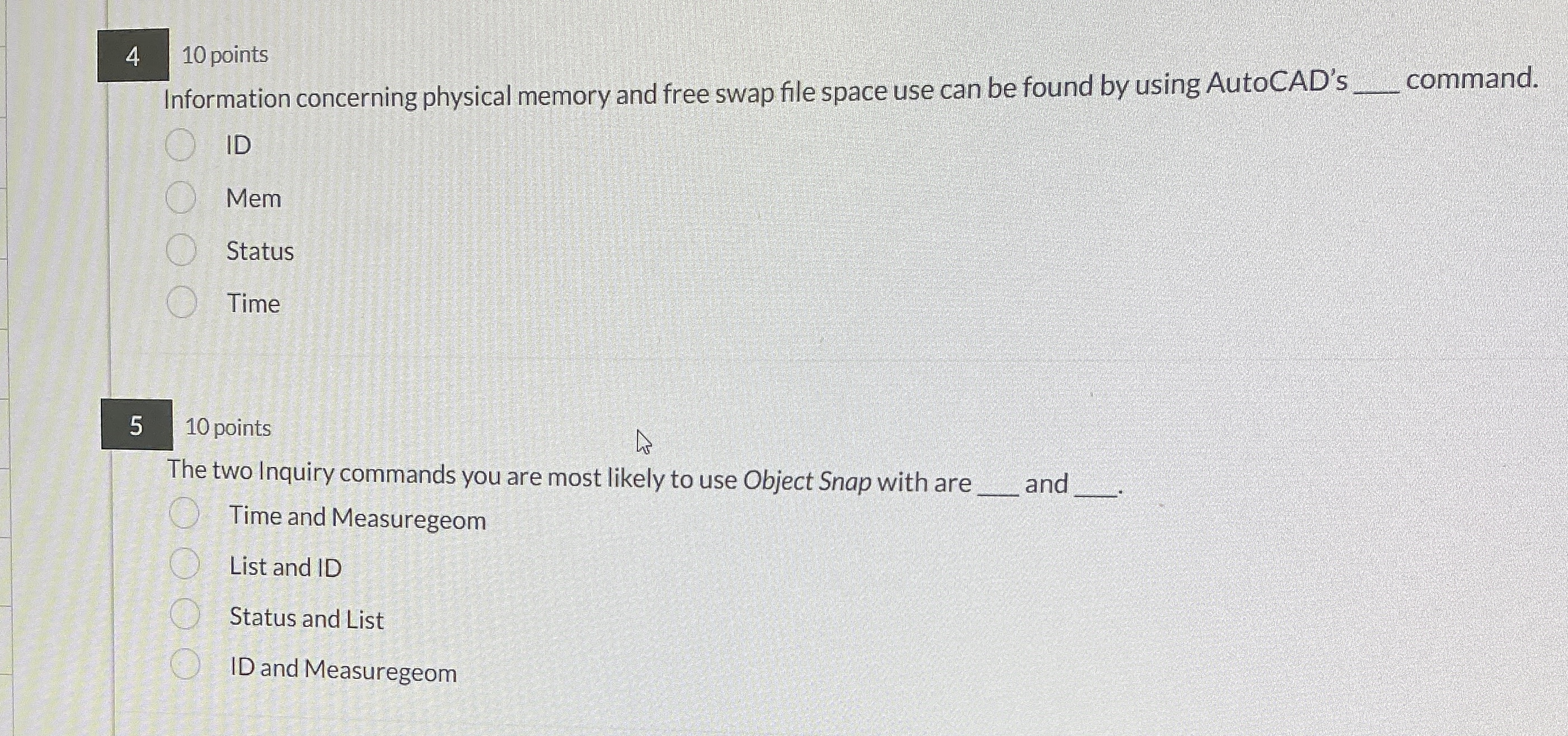 4 1 0 points Information concerning physical