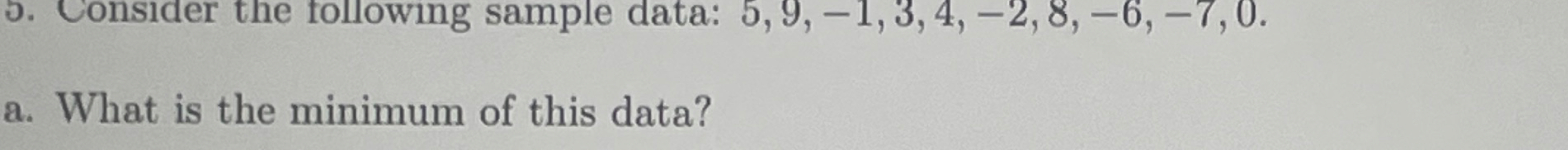 a . What is the minimum of this data?