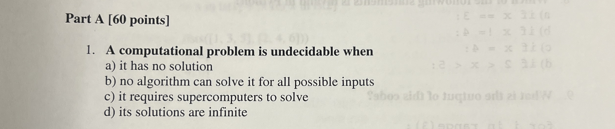 Part A [ 6 0 points ] A computational problem is