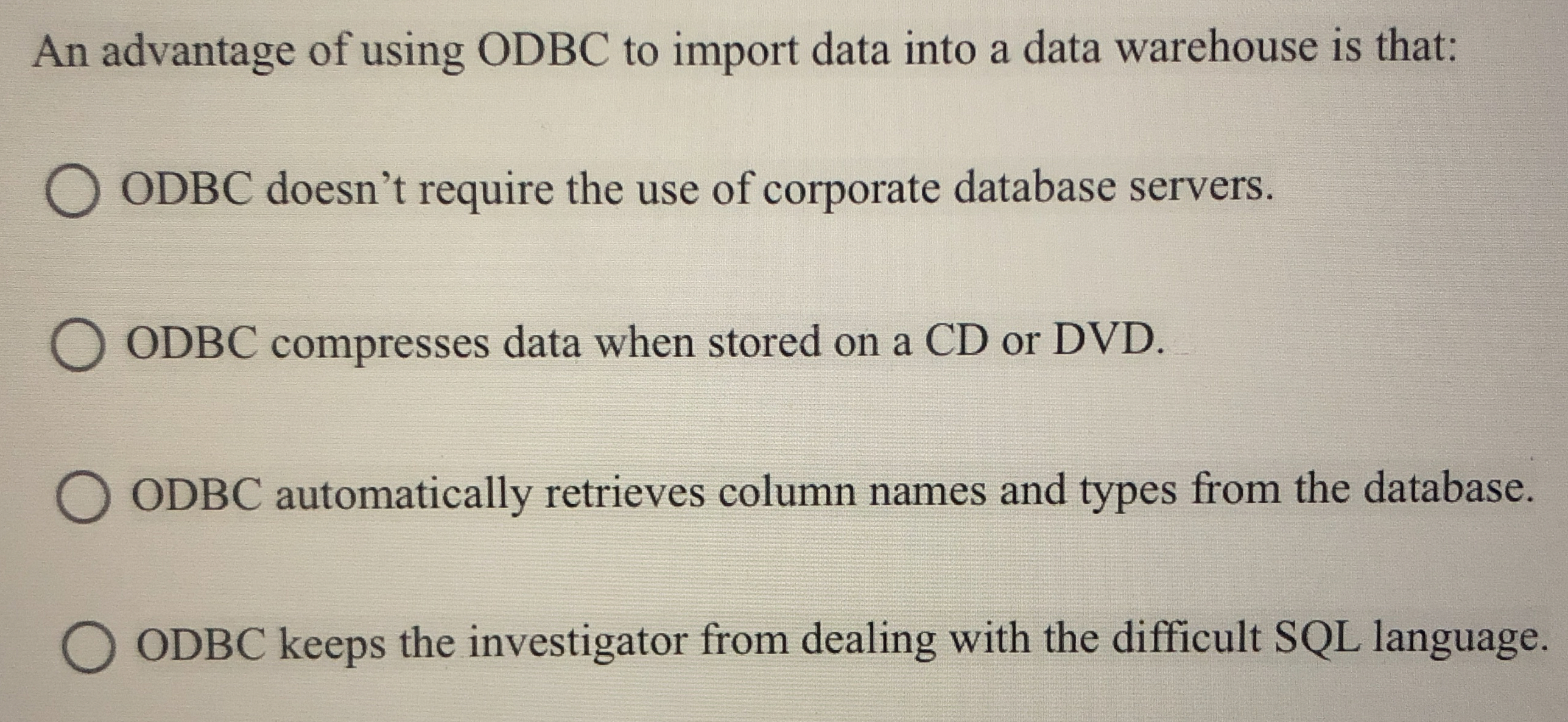 An advantage of using ODBC to import data into a