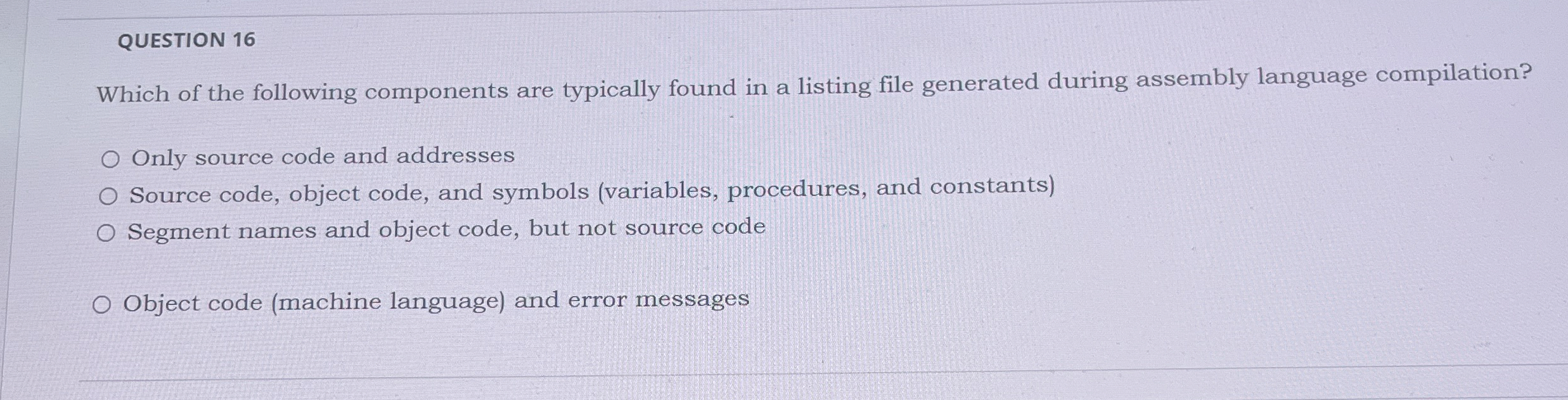 QUESTION 1 6 Which of the following components