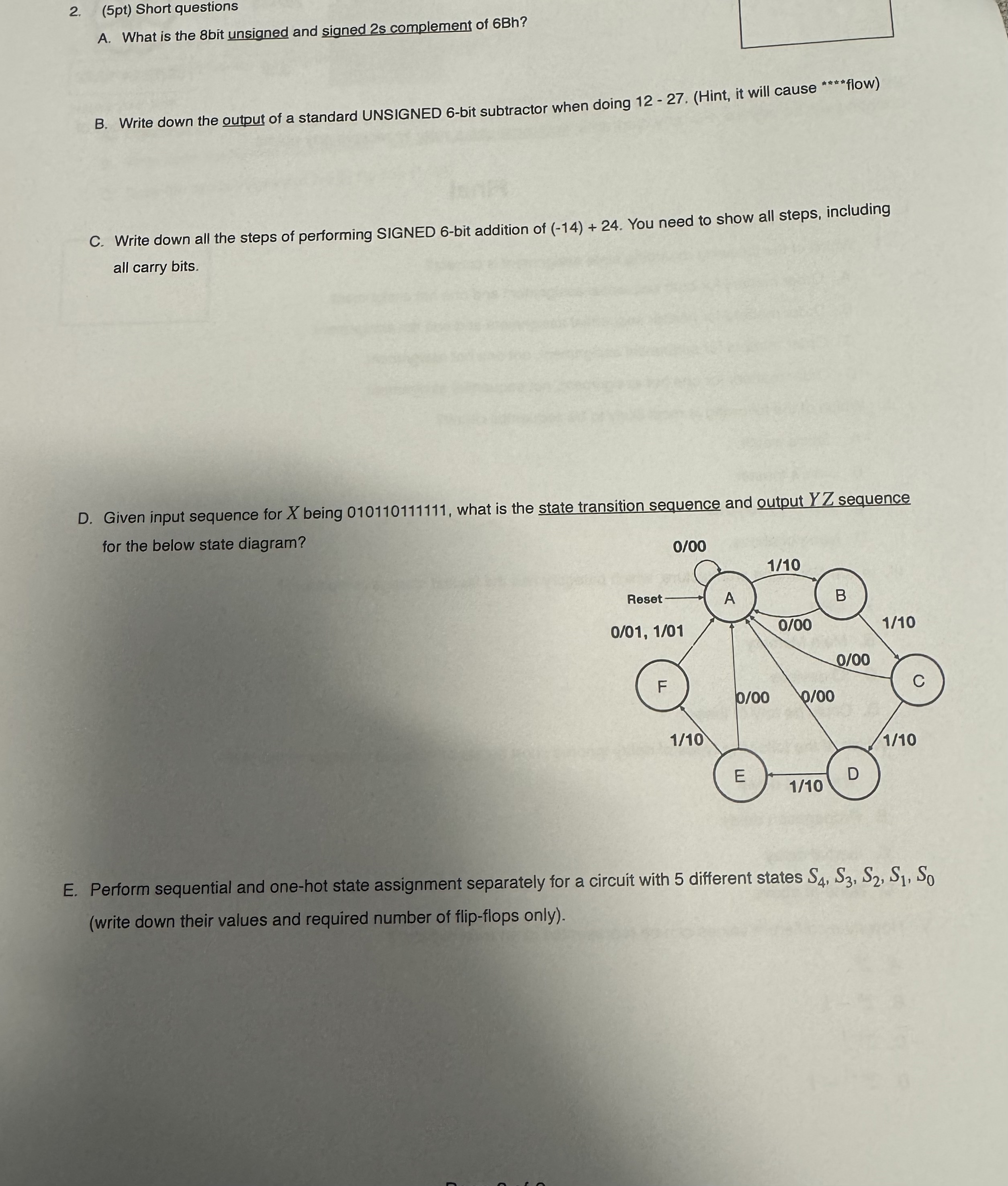 ( 5 pt ) Short questions A . What is the 8 bit
