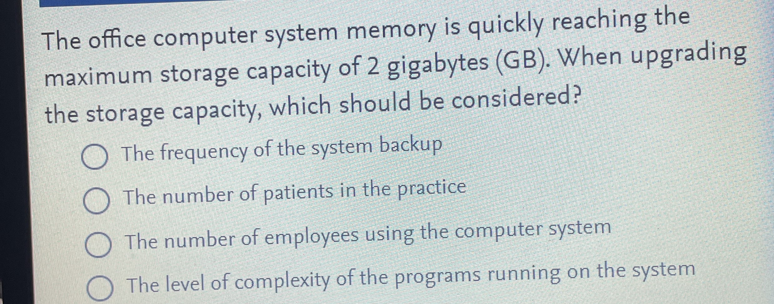 The office computer system memory is quickly