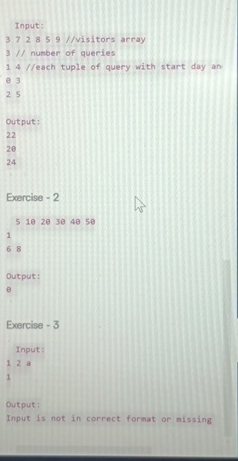 Visitors to a Park You are given an array of