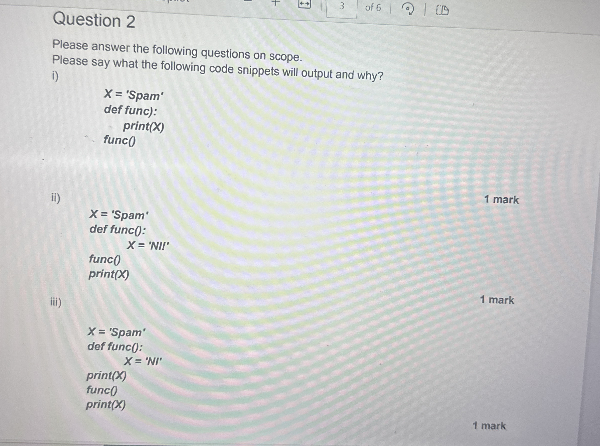 Question 2 Please answer the following questions