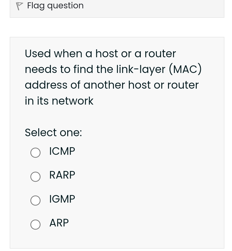 Used when a host or a router needs to find the
