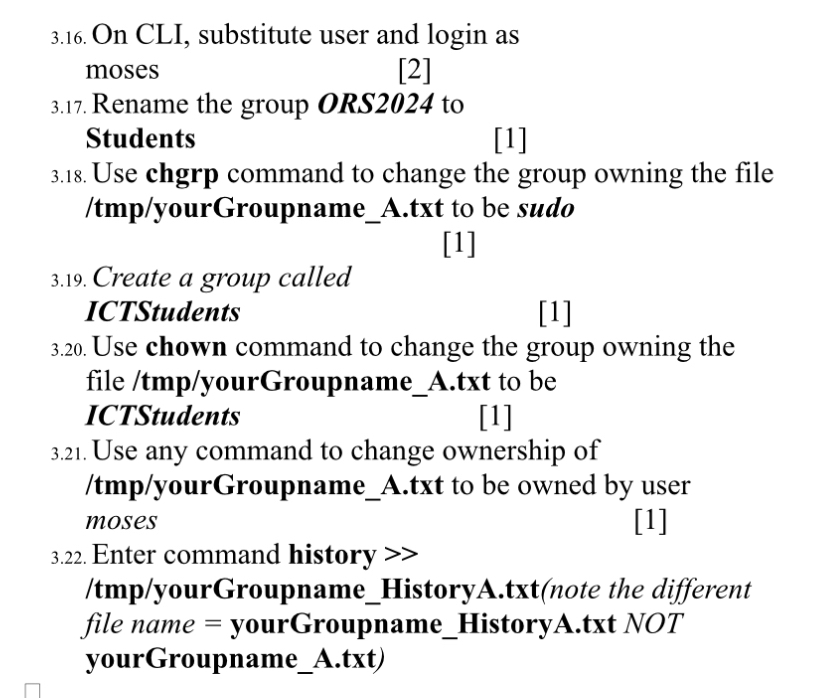 3 . 1 6 . On CLI, substitute user and login as