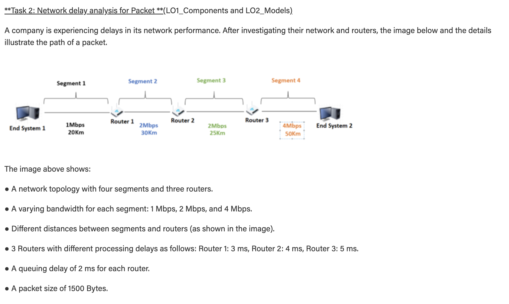 * * Task 2 : Network delay analysis for Packet *