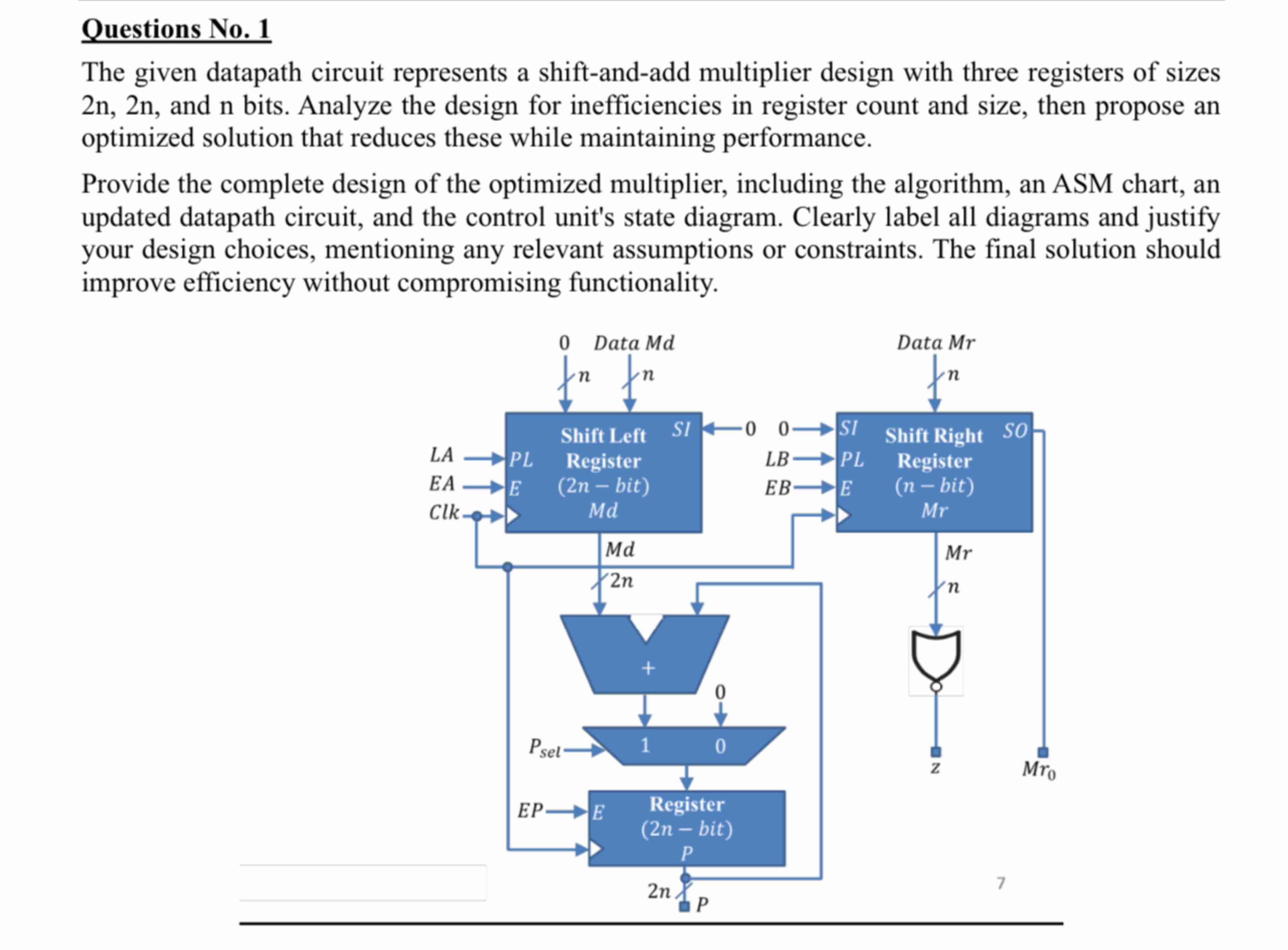 Questions No . 1 The given datapath circuit