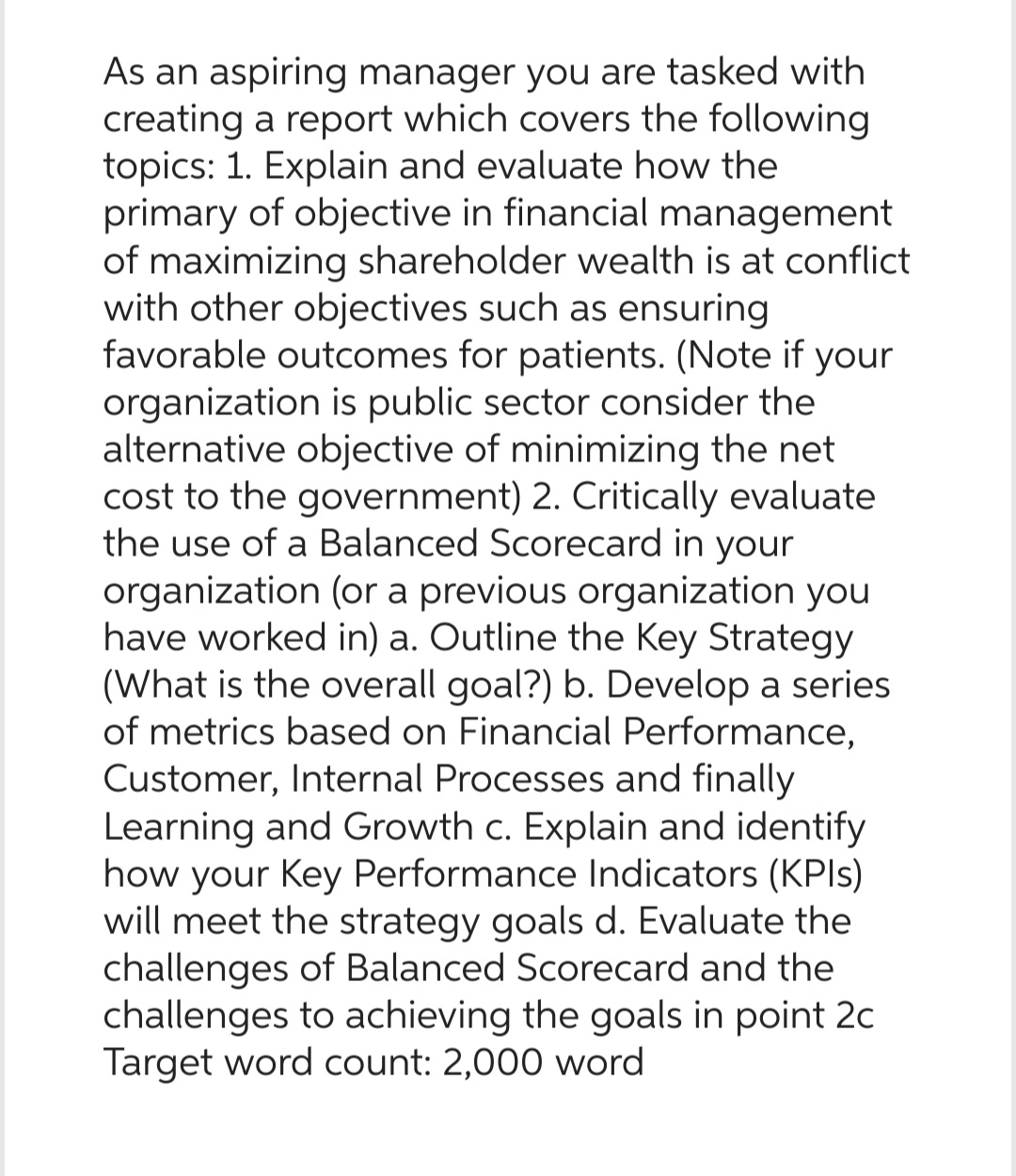 Y8 As an aspiring manager you are tasked with