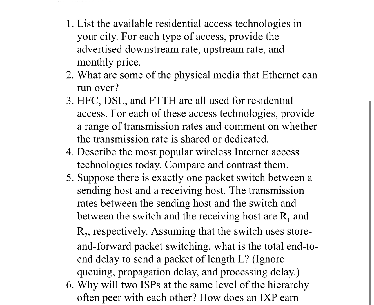 List the available residential access
